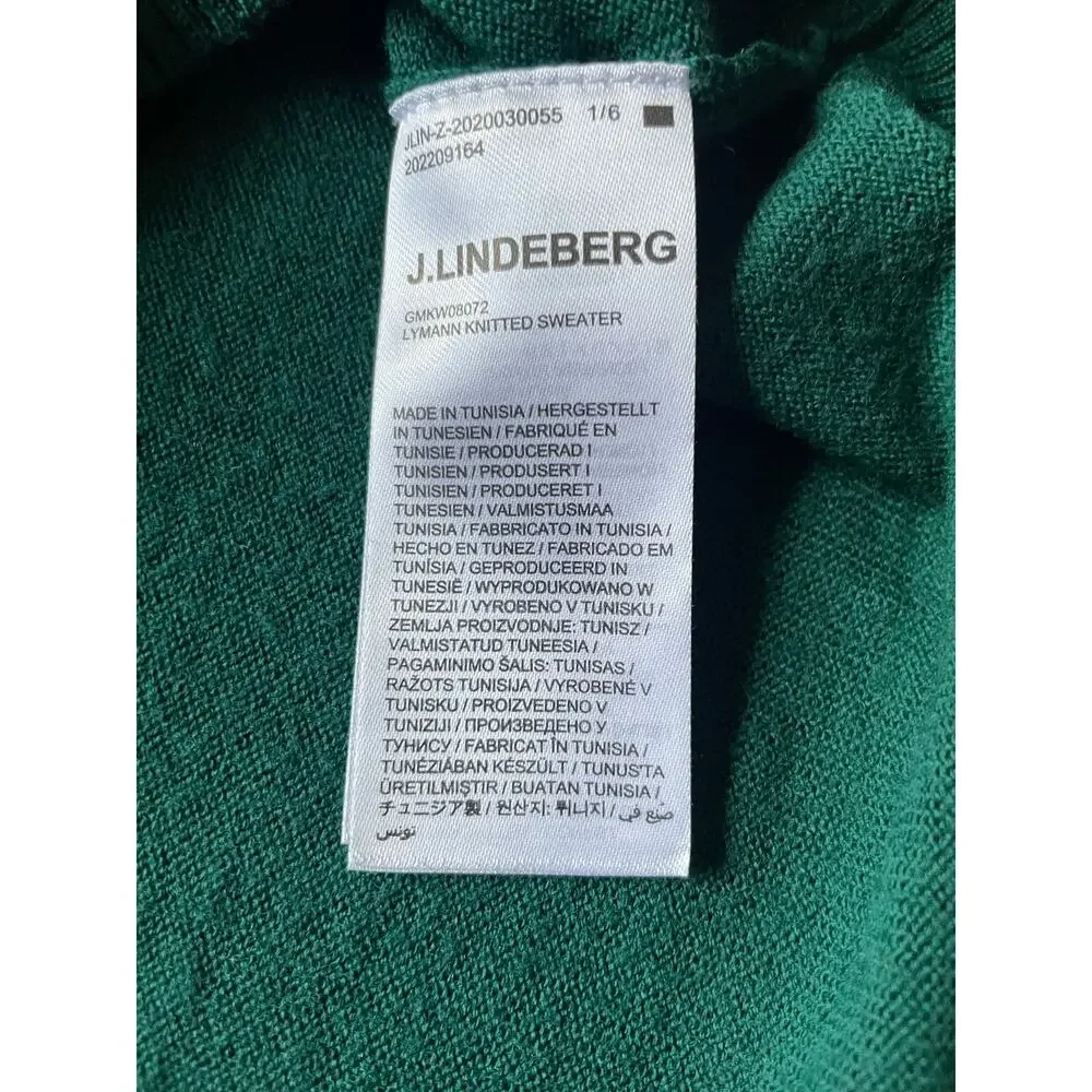 Merino Wool Sweater Size XL Golf Classic J. Lindeberg Mens Green V Neck Masters